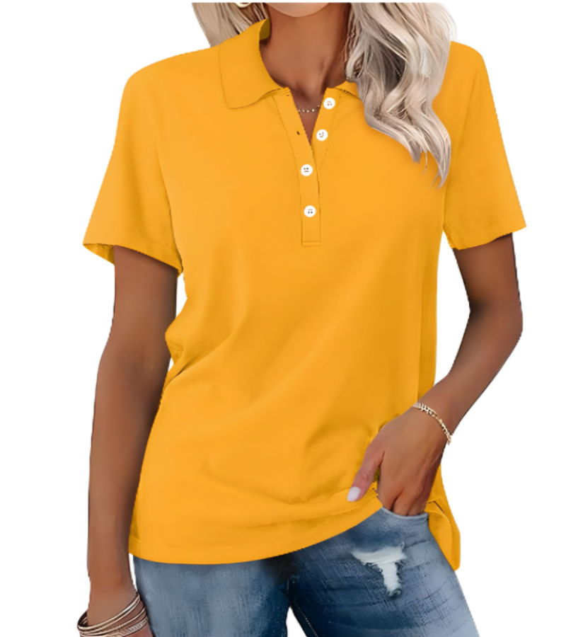 Women’s cool summer polo shirt with lightweight, breathable fabric and timeless design, ideal for summer days.