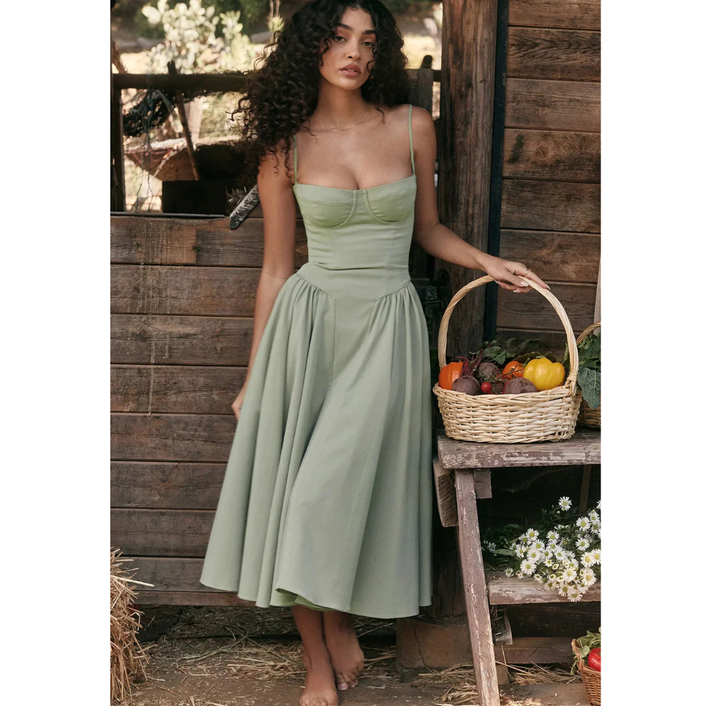  Women's Elegant Midi Dress, perfect for summer days with a flattering design and breathable fabric.