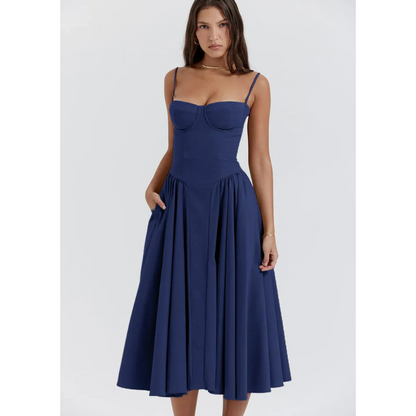  Women's Elegant Midi Dress, perfect for summer days with a flattering design and breathable fabric.