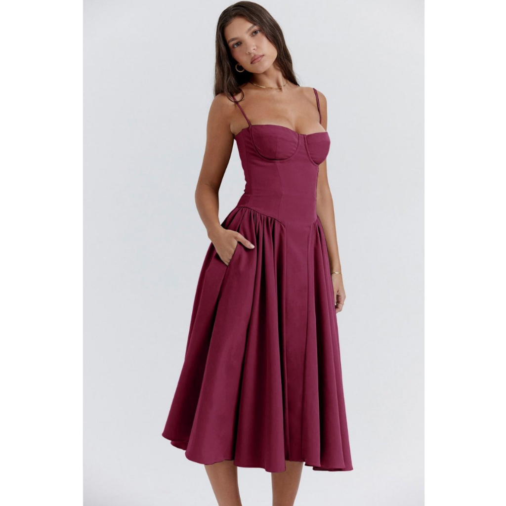  Women's Elegant Midi Dress, perfect for summer days with a flattering design and breathable fabric.