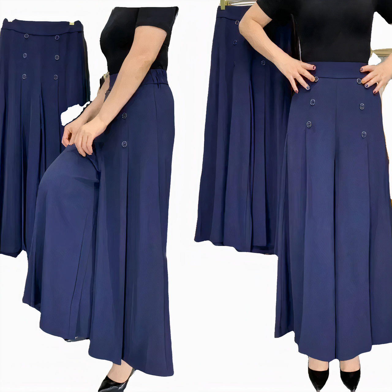 Women's elegant wide-leg pants with a flowing silhouette, lightweight fabric, and versatile design, ideal for warm summer days.