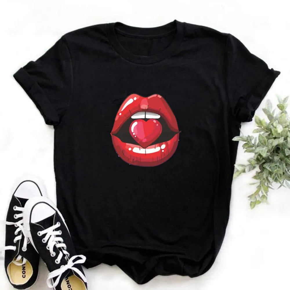 Women's graphic t-shirt featuring soft fabric and bold designs, offering comfort and style for casual outings or lounging.






