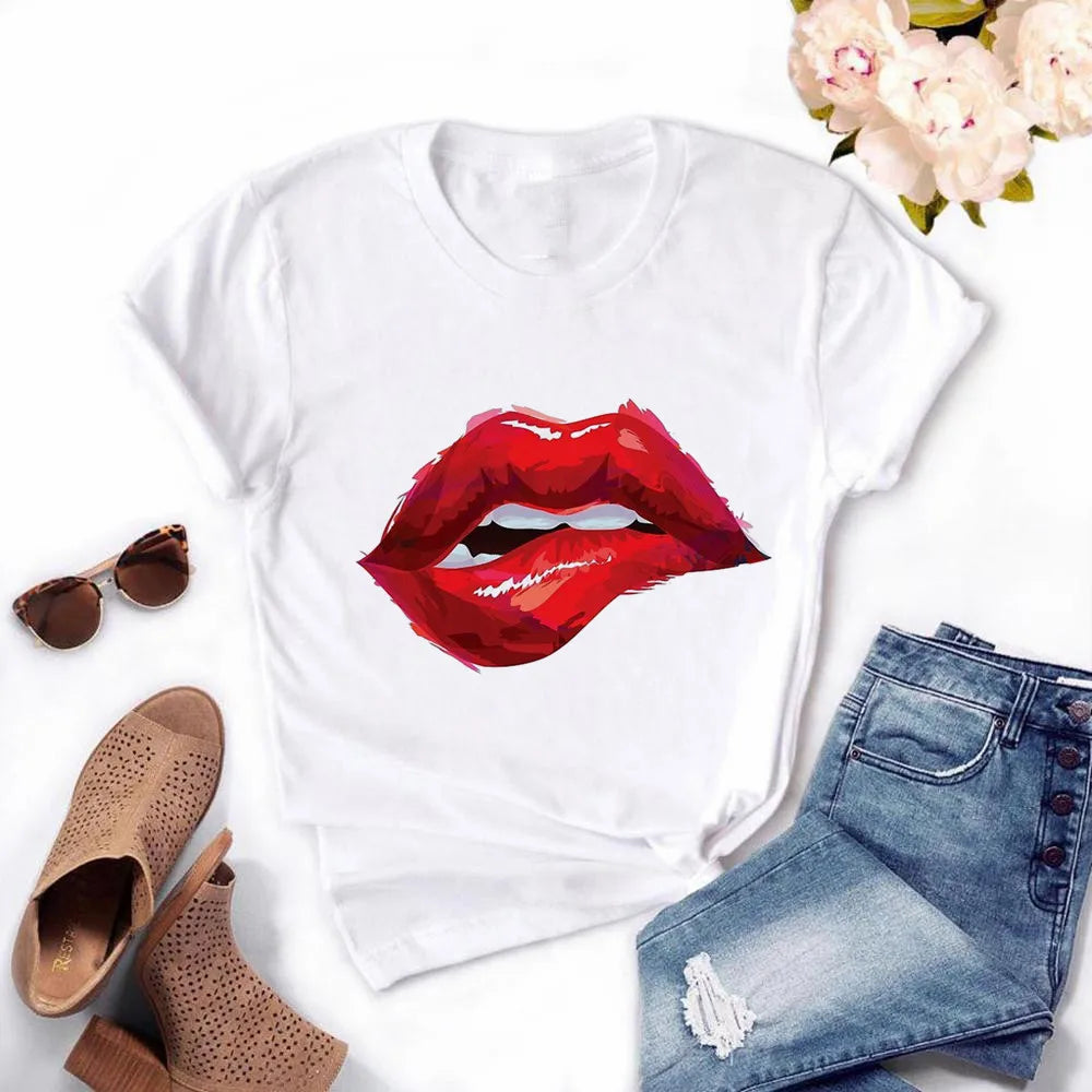 Women's graphic t-shirt featuring soft fabric and bold designs, offering comfort and style for casual outings or lounging.






