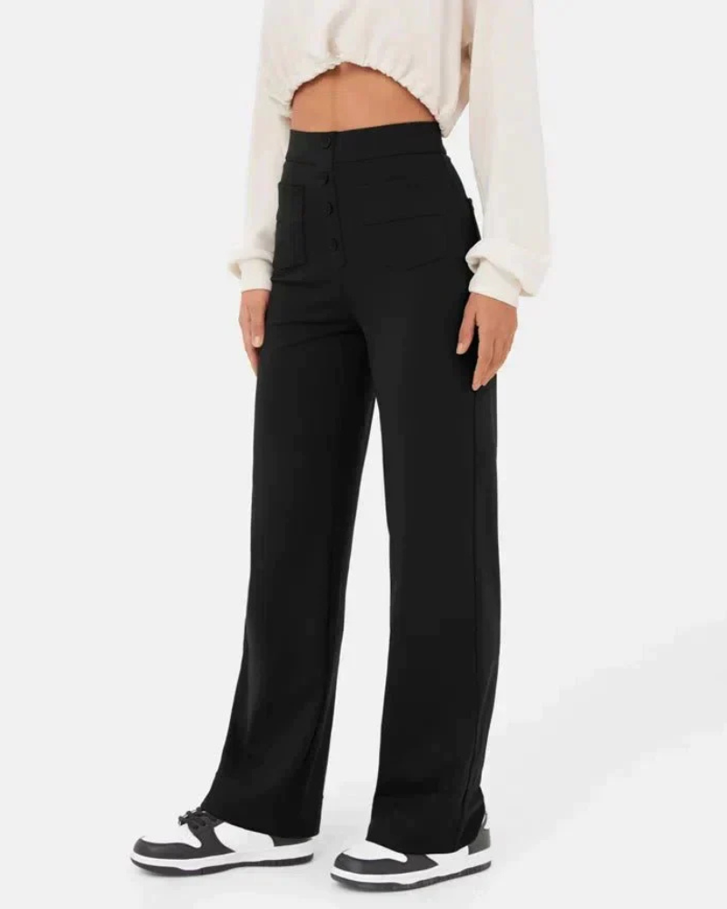 Women's stylish high-waist trousers with a flattering fit, breathable fabric, and versatile design, perfect for casual and formal summer wear.