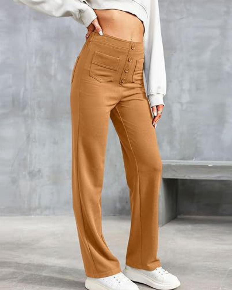 Women's stylish high-waist trousers with a flattering fit, breathable fabric, and versatile design, perfect for casual and formal summer wear.