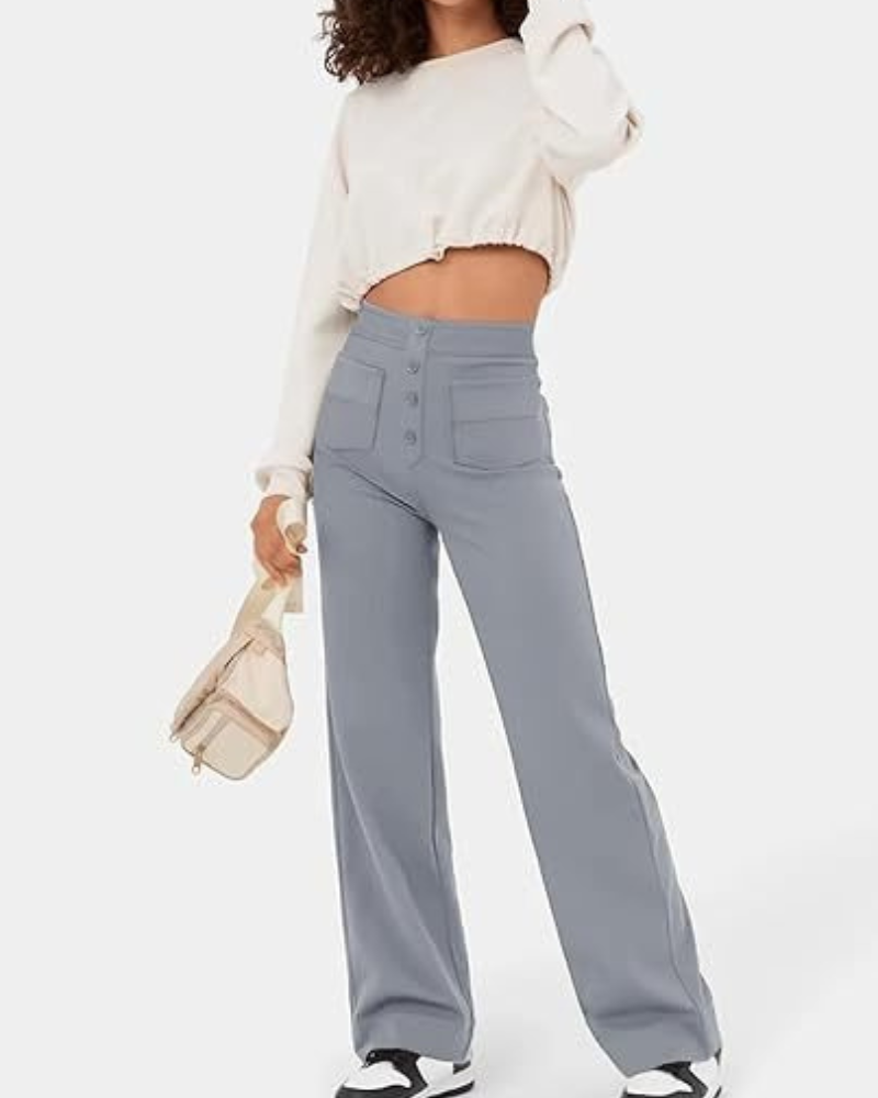 Women's stylish high-waist trousers with a flattering fit, breathable fabric, and versatile design, perfect for casual and formal summer wear.