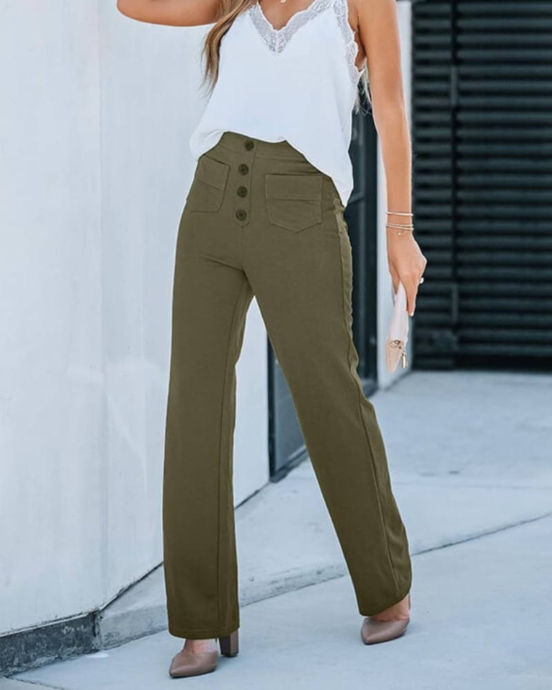 Women's stylish high-waist trousers with a flattering fit, breathable fabric, and versatile design, perfect for casual and formal summer wear.