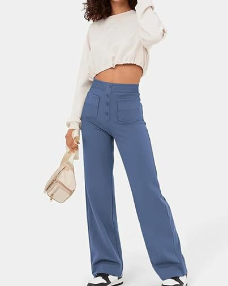 Women's stylish high-waist trousers with a flattering fit, breathable fabric, and versatile design, perfect for casual and formal summer wear.