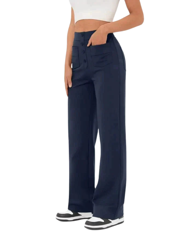 Women's stylish high-waist trousers with a flattering fit, breathable fabric, and versatile design, perfect for casual and formal summer wear.