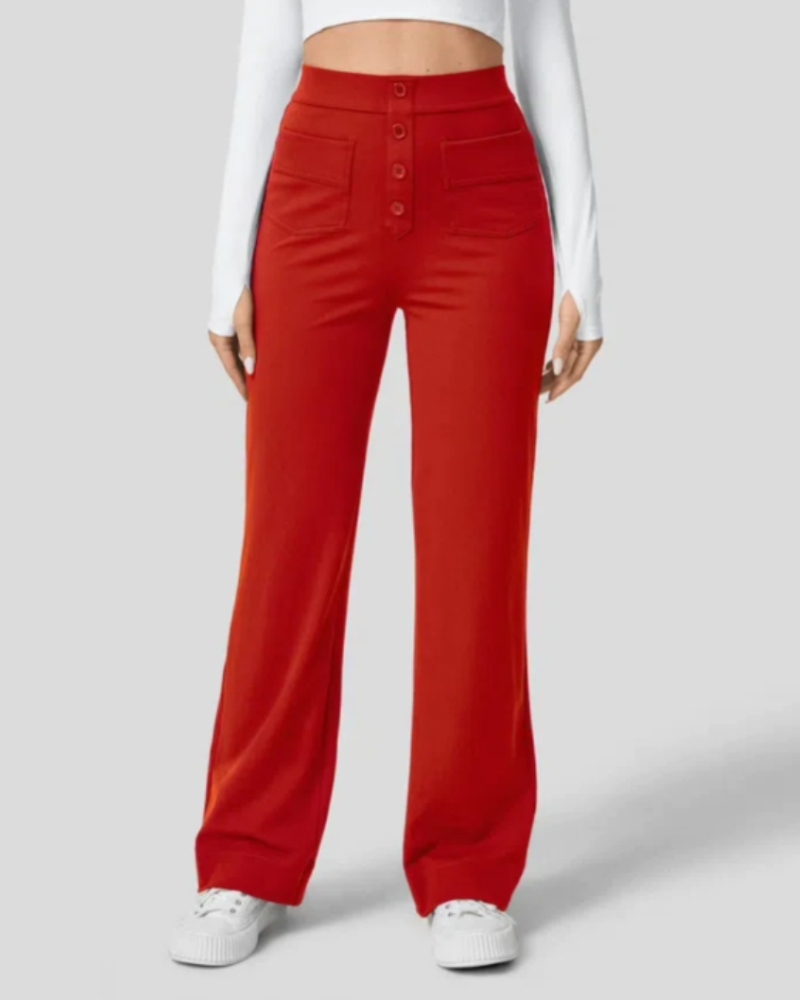 Women's stylish high-waist trousers with a flattering fit, breathable fabric, and versatile design, perfect for casual and formal summer wear.