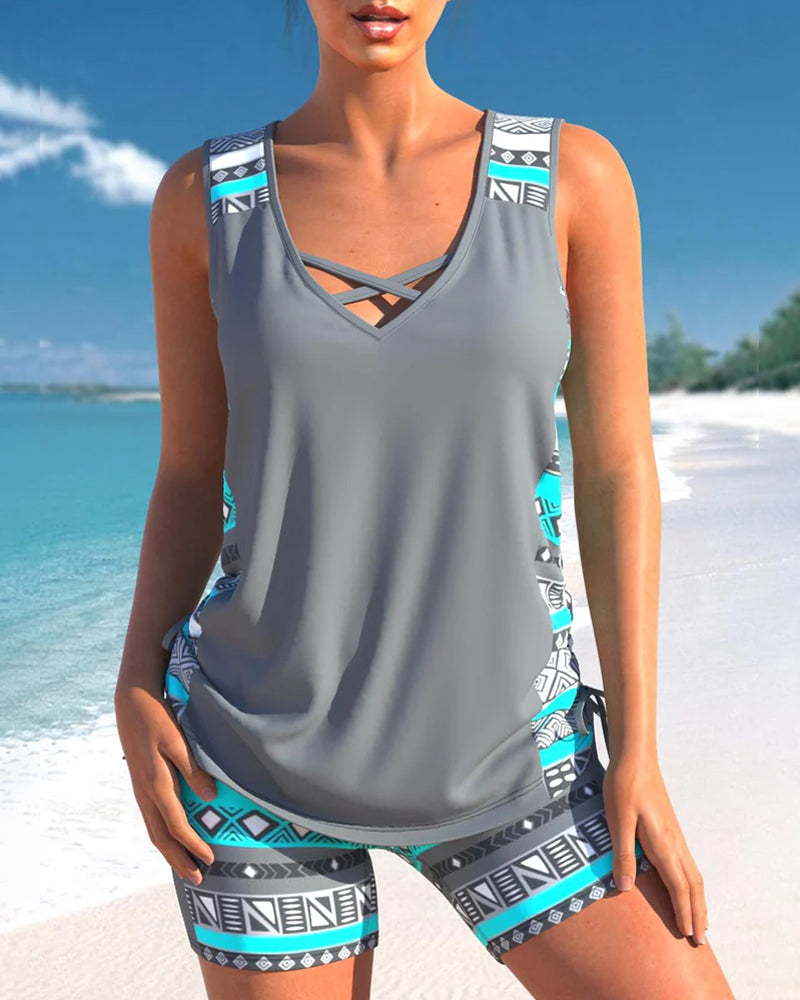  Women's stylish tankini set with a flattering fit, supportive design, and quick-drying fabric, perfect for summer comfort and style.






