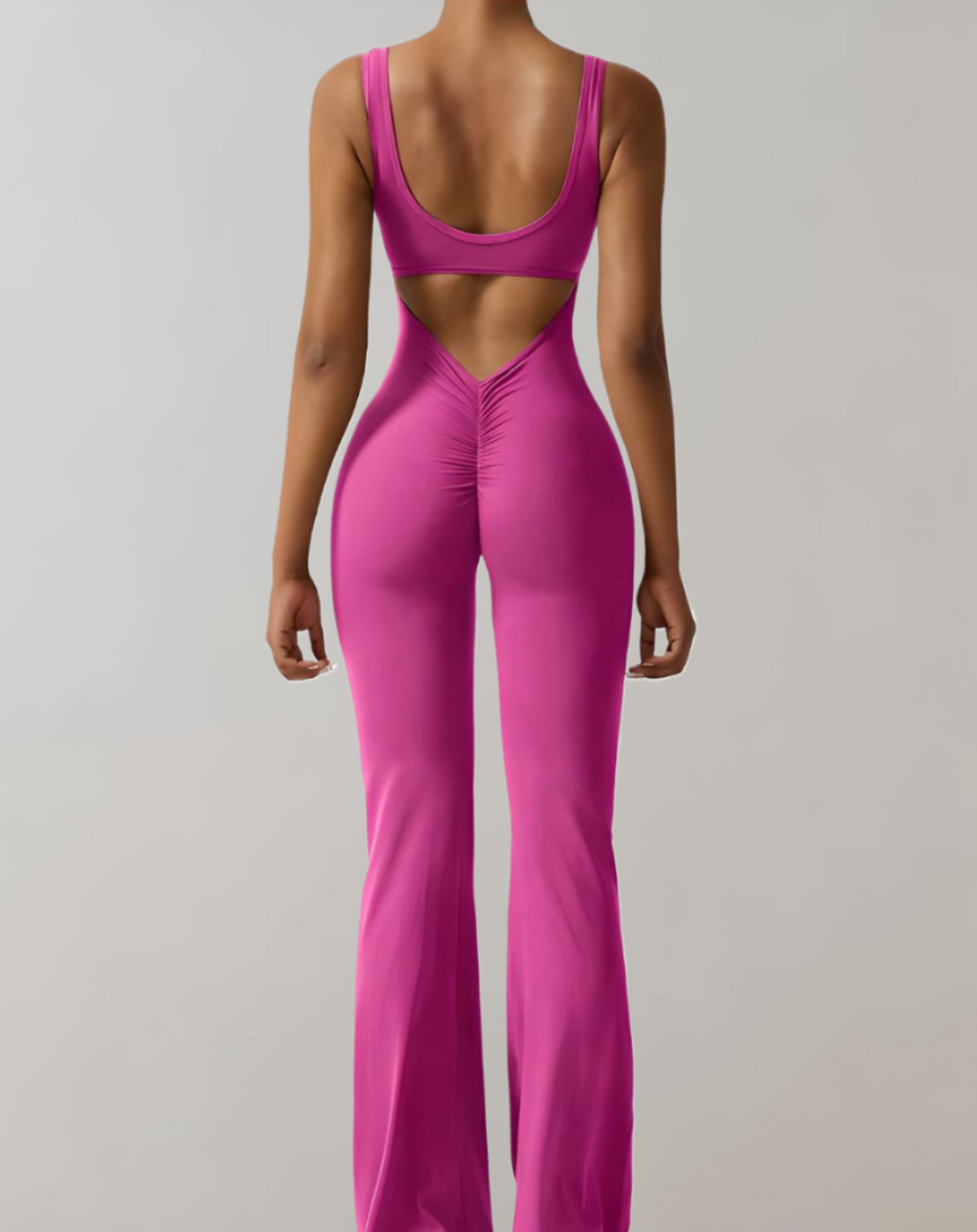 A stylish women's backless bodycon jumpsuit designed for summer wear, featuring a flattering fit and trendy design that enhances the wearer's silhouette